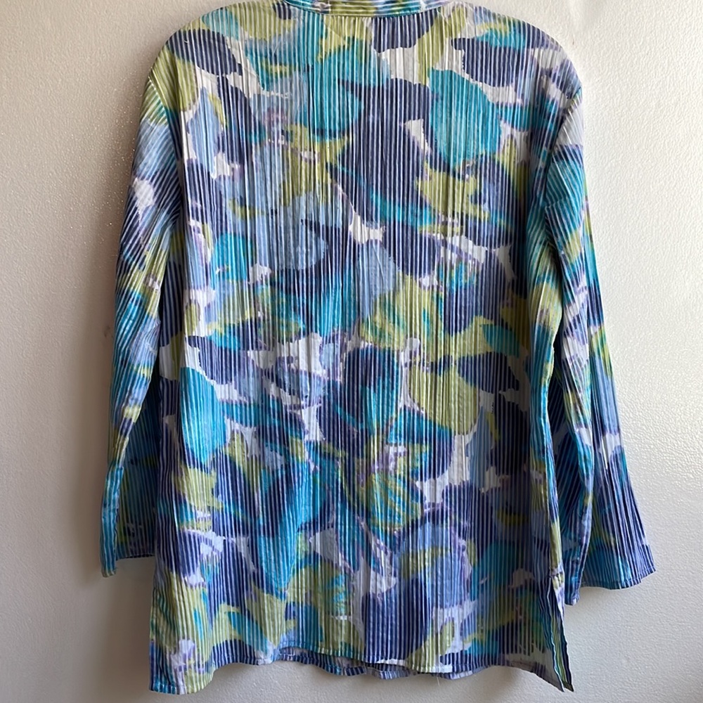 JM Collection v-neck textured subtle floral button front blouse size 12 - Picture 5 of 5